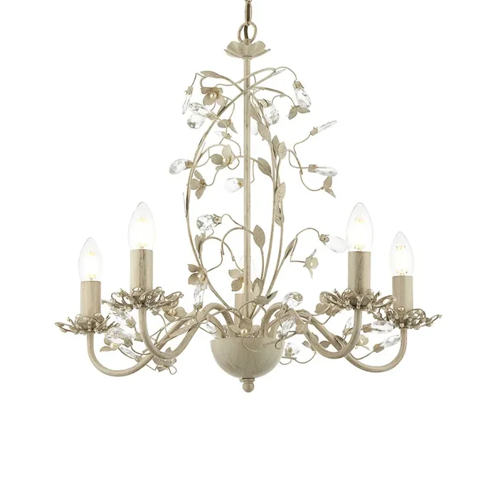 5 Light Chandelier in Cream with Brushed Gold effect (0711LUL5CR)