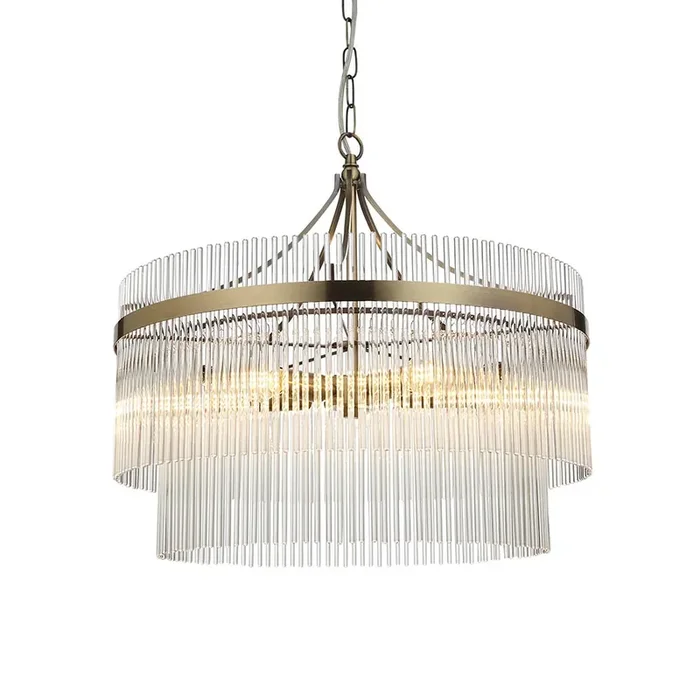 5 Light Pendant in Antique Brass with Clear Glass Rods (0711MAR99166)