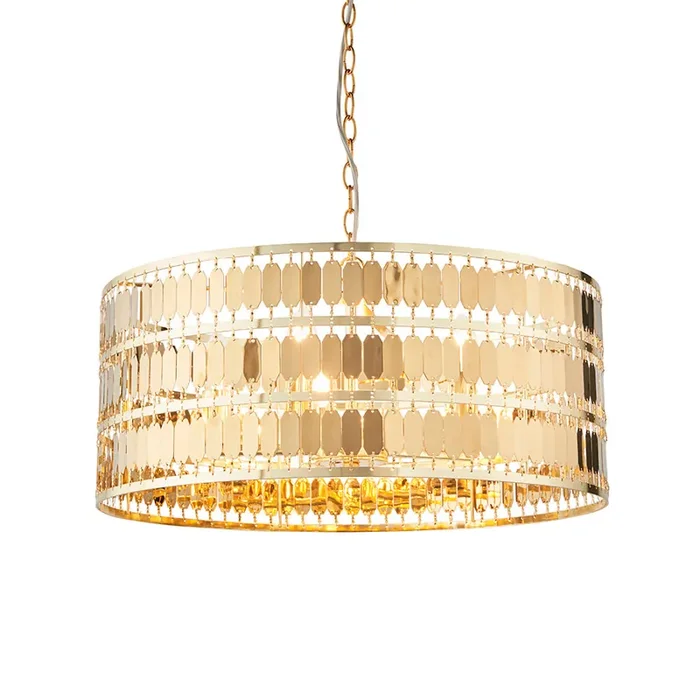 5 Light Pendant in Gold Plate with Hexagonal Detailing (0711ELD90299)