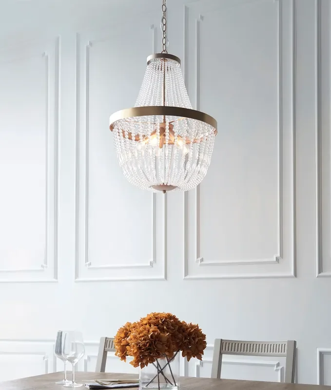 5 Light Rose Gold & Decorative Glass Chandelier