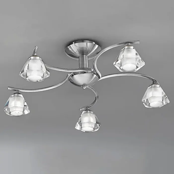 5 Light Semi Flush Ceiling Fitting in Satin Nickel Finish (0194TWIFL22945)