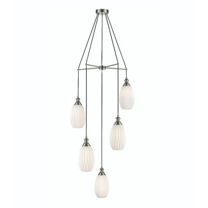 5 Light Spreader – in Satin Nickel and White Matt Glasses (0194REF24215348)