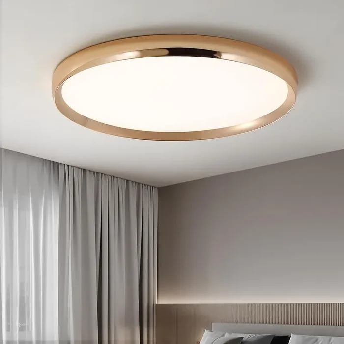 50cm Gold LED Ceiling Light, 40W Ultra-Slim Flush Mount, Dimmable 3000K–6000K for Bedroom, Living Room, Kitchen, Bathroom, Office