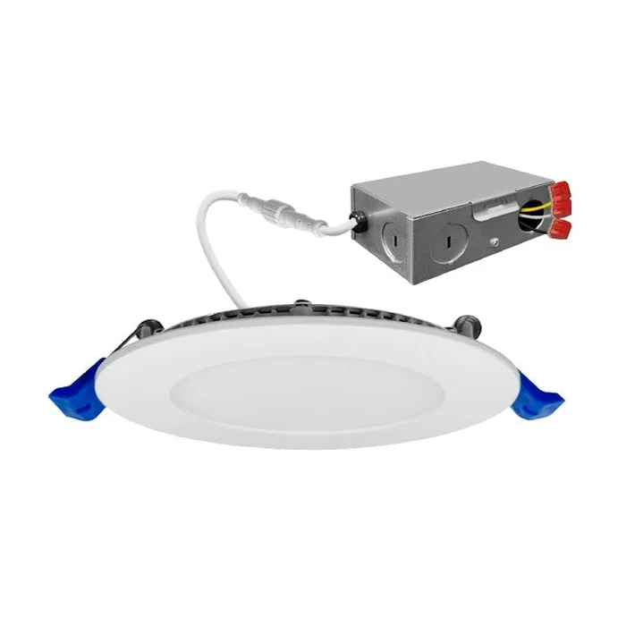 6″ External J-Box Round Downlight: Slim-Line, 1150 Lumen Max, Wattage and CCT Selectable, 120V