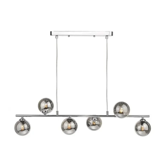 6 Light Bar Pendant Polished Chrome with Mix & Match Glass Options (0183SPI6450)
