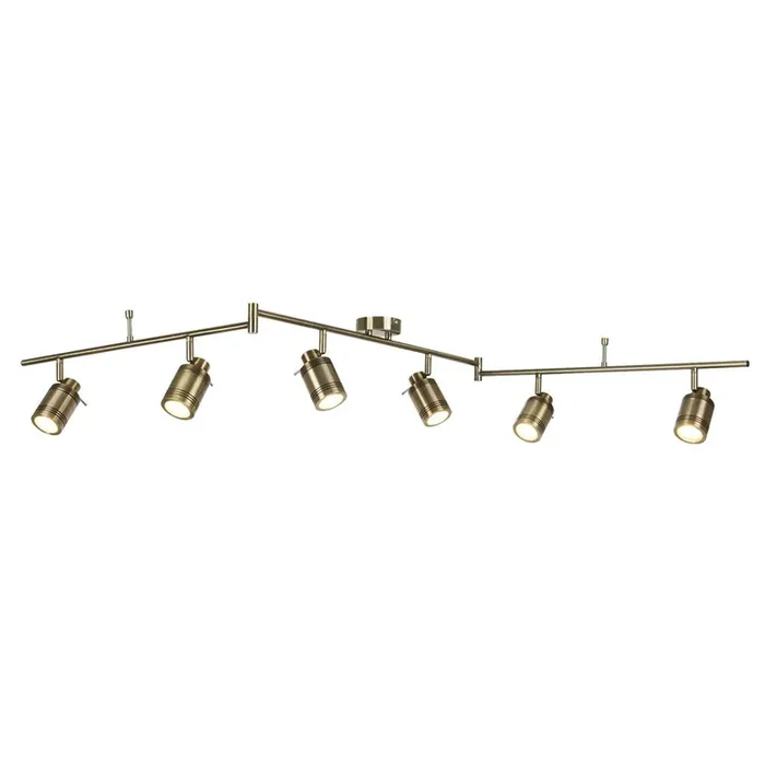 6 Light Bathroom Split Bar Spotlight – Antique Brass, IP44 (0483SAM6606AB)