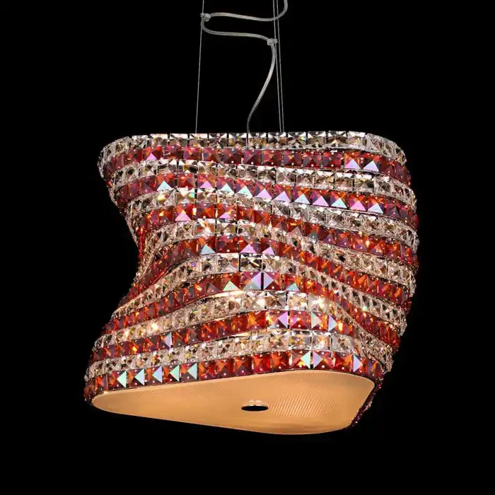 6 Light Chrome and Amber Large Crystal Pendant (0126CFH21113106LAMB)