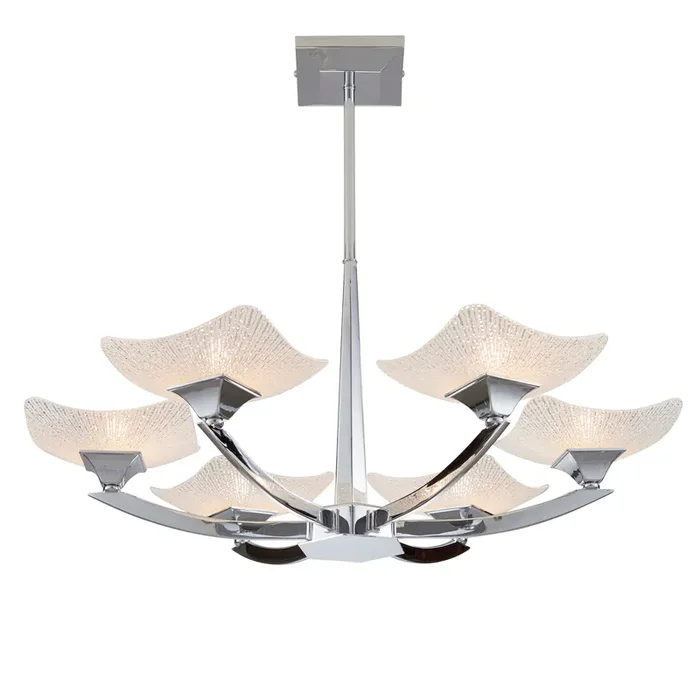 6 Light Semi Flush Pendant in Polished Chrome and Scarvo Effect Shades (0711AYR6CH)