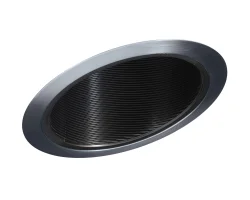 614B-SC 6″ Line Voltage, Fluorescent, Slope Ceiling Baffle Downlight Trim, Black Baffle, Satin Chrome Trim