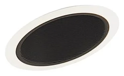 614B-WH 6″ Line Voltage, Fluorescent, Slope Ceiling Baffle Downlight Trim, Black Baffle, White Trim