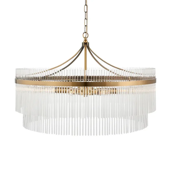7 Light Grand Pendant in Antique Brass with Clear Glass Rods (0711MAR112574)