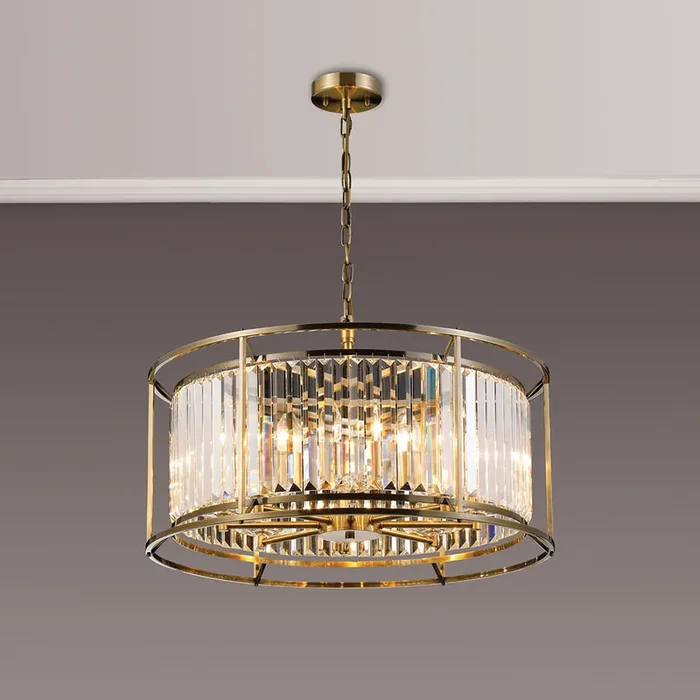 8 Light Dual Pendant in Antique Brass with Clear Crystals (1230CHA80D)