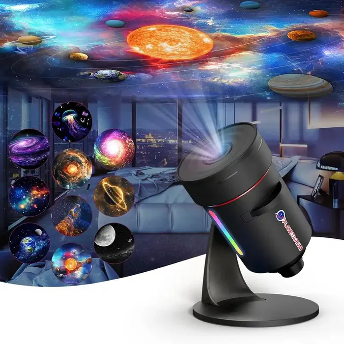 8th Gen Galaxy Projector – HD Planetarium Star Projector with 10 Cosmic Film Discs, 360° Rotation & Timer Night Light