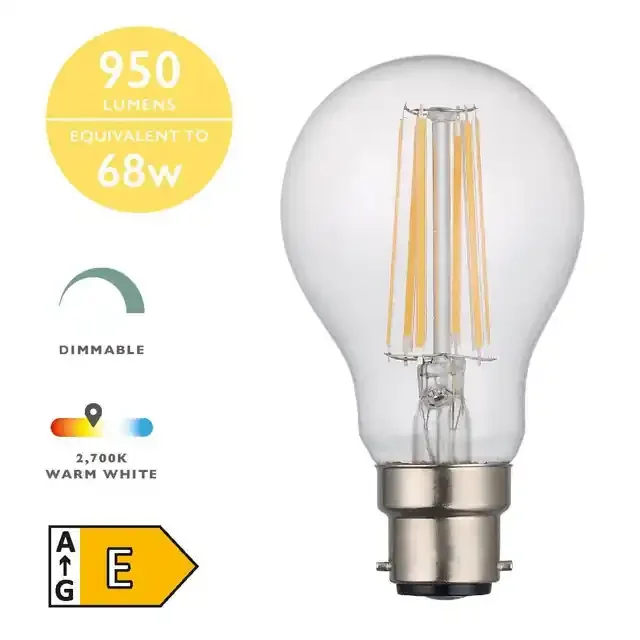 8W B22 2700K Dimmable (Warm White) Filament Classic LED Lamp
