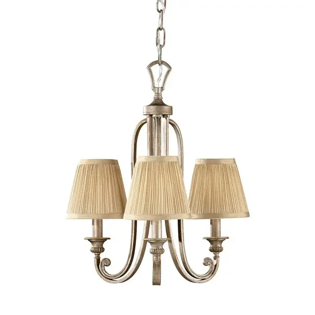 Abbey 3 Light Silver Sand with Gold Shade Pendant Light