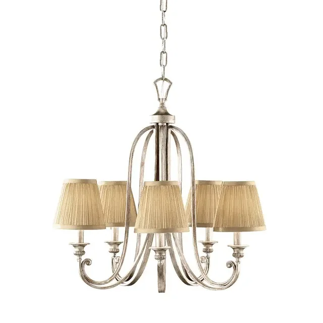 Abbey 5 Light Silver Sand with Gold Shade Pendant Light