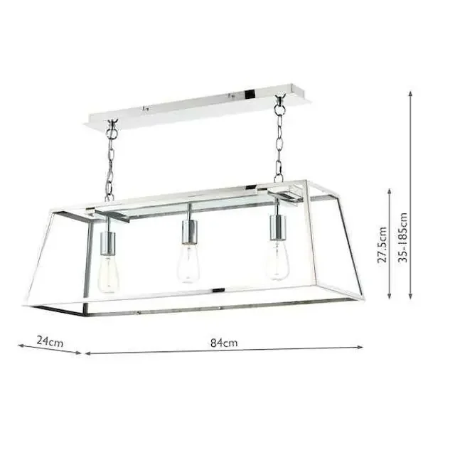 Academy 3 Light Stainless Steel Bar Pendant Light