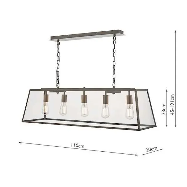 Academy 5 Light Antique Copper Bar Pendant Light
