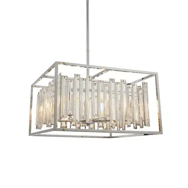 Acadia 6 Light Polished Chrome with Clear Crystal Pendant Light