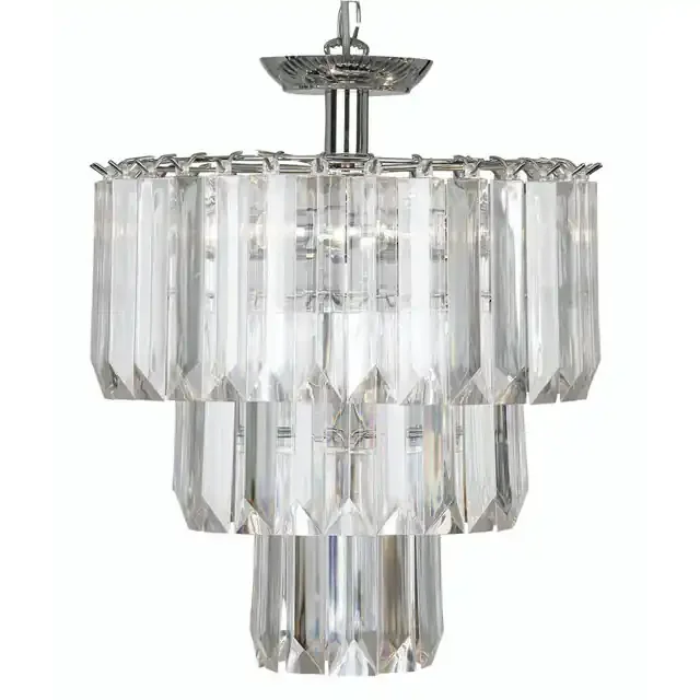 Acrylic 4 Light Chrome and Clear Acrylic Dual Mount Pendant Light