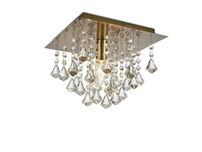 Acton Square Flush Crystal Ceiling Light