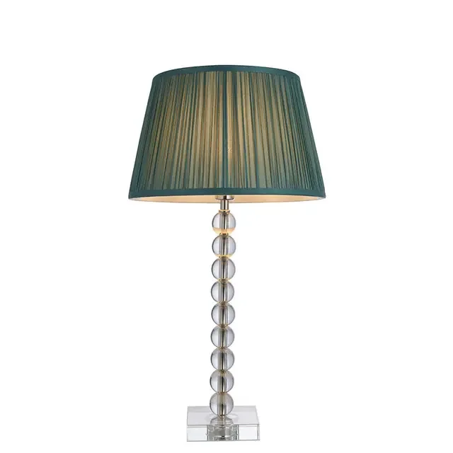Adelie and Freya Bright Nickel with Fir Shade Table Lamp