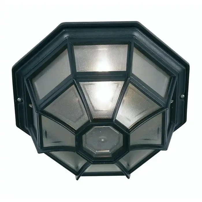Aden Flush Outdoor Light Fitting for Walls and Ceilings. 1x E27 Black or White (140 BK)