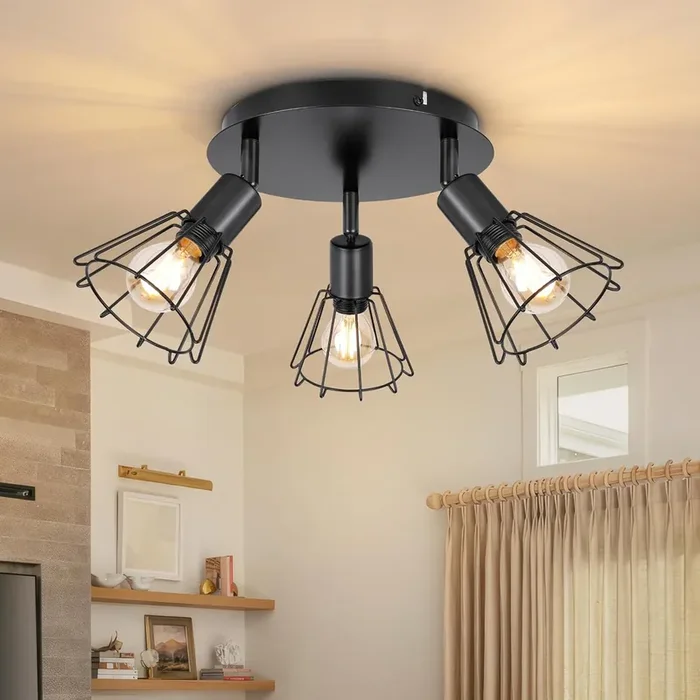 Adjustable 3-Way Industrial Spotlight Ceiling Light UK