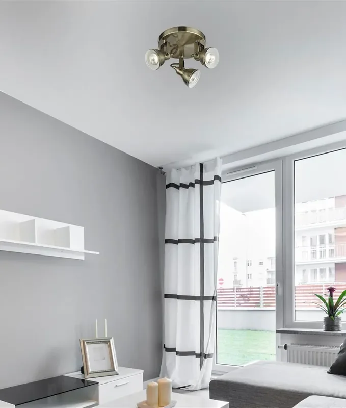 Adjustable Antique Brass Traditional Triple Spotlight