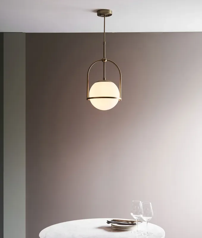 Adjustable Art Deco Globe Suspended Rod Pendant