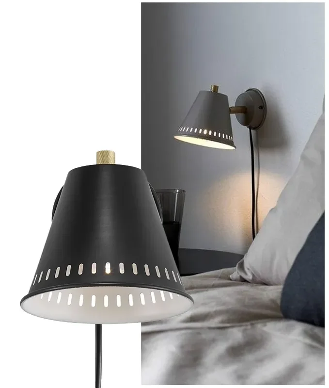 Adjustable Black Cut-Out Shade Wall Light – Switched