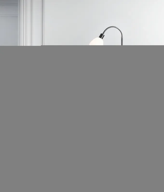 Adjustable Chrome Base Floor Lamp with Opal Glass