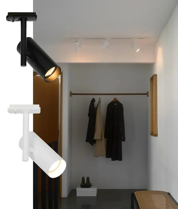 Adjustable Cylinder Light for Mains Track – White or Black