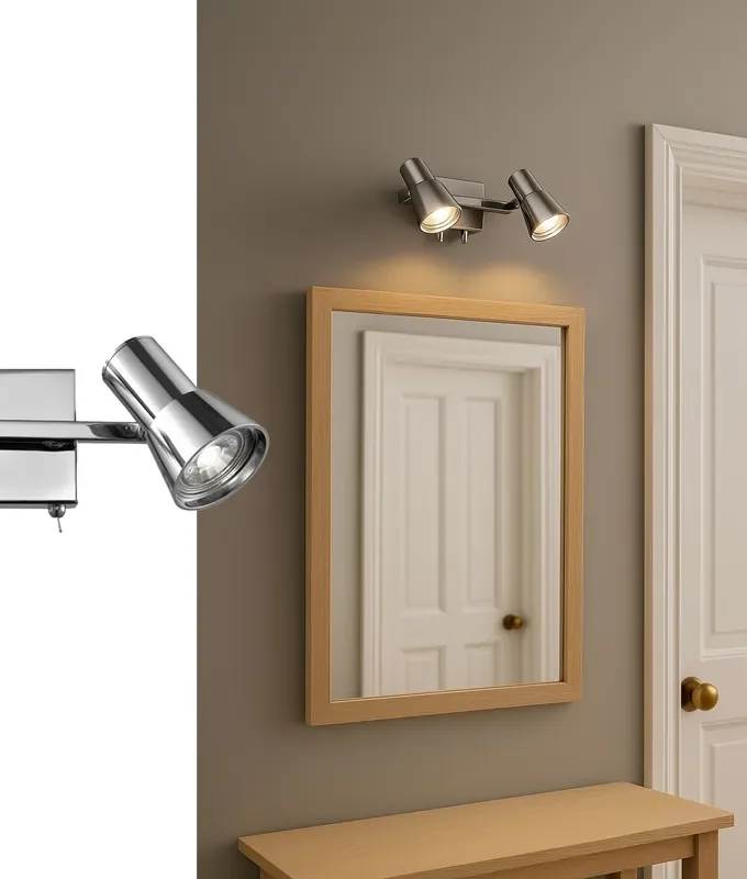Adjustable Double Lamp Chrome Spot Light – Double Switch