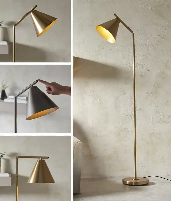 Adjustable Floor Lamp with Cone Shade