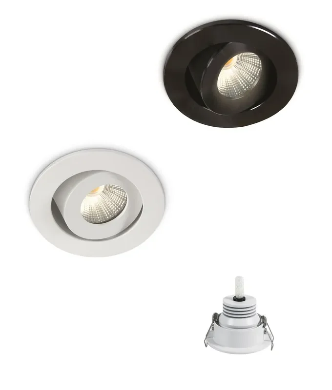 Adjustable LED Downlight for Effect Lighting – 52mm Bezel White or Black