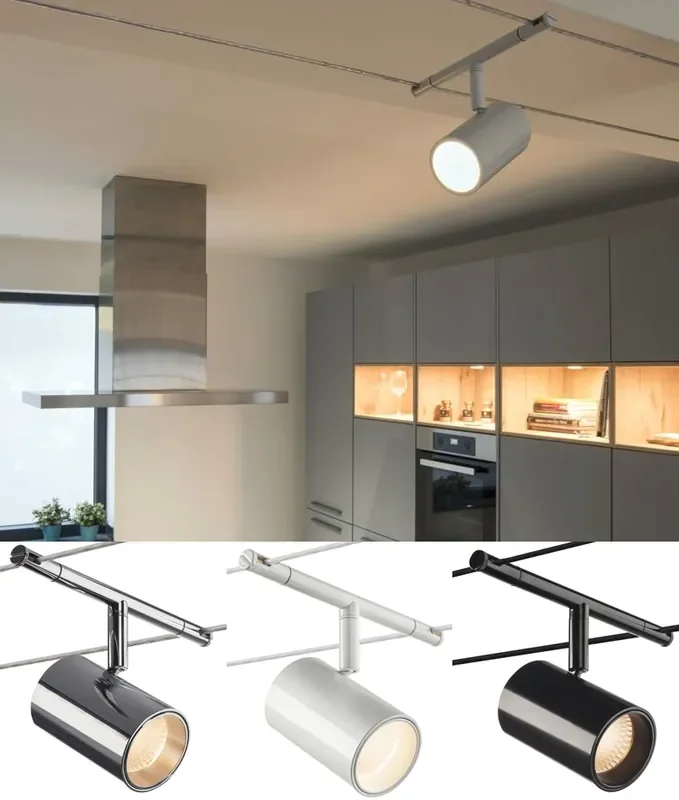 Adjustable LED Spotlight For Tension Wire Systems