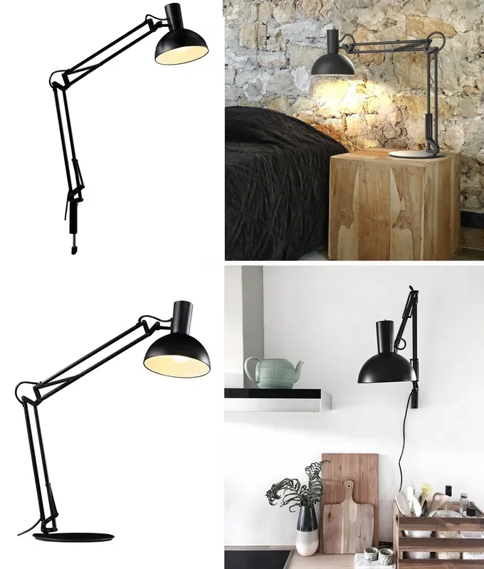 Adjustable Metal Light with Clamp – Use as Table or Wall Light