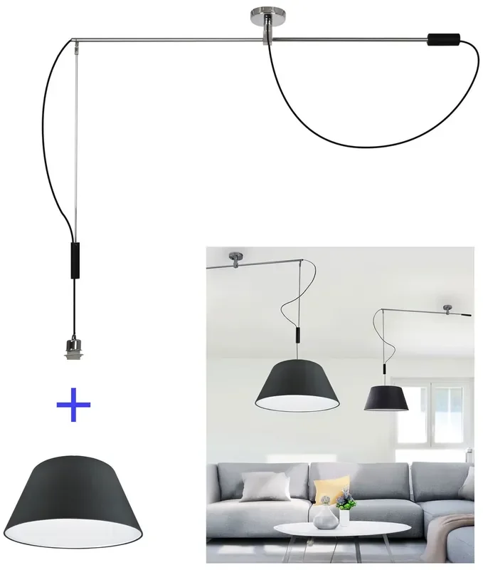Adjustable Offset Ceiling Pendant in Chrome – Light Where Needed