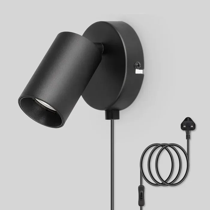 Adjustable Plug-In GU10 Wall Lamp with On/Off Switch – 7W Indoor Rotatable Sconce for Bedroom, Living Room, Kitchen