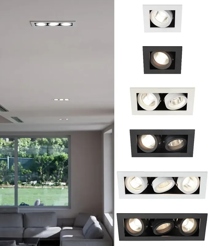 Adjustable Recessed Box Downlight – Single, Double or Triple