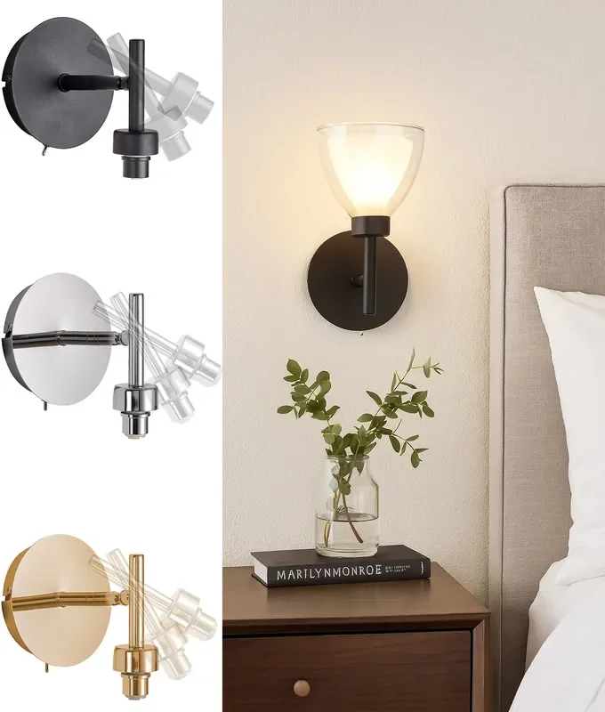 Adjustable Single Arm Wall Light for Optional Glass Shade