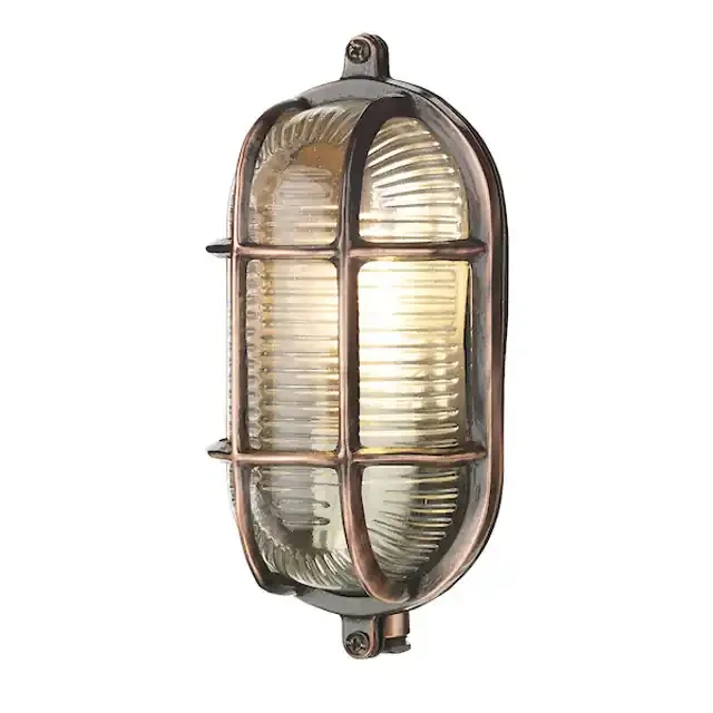 Admiral Small Oval Bulkhead Antique Copper IP64 Wall Light