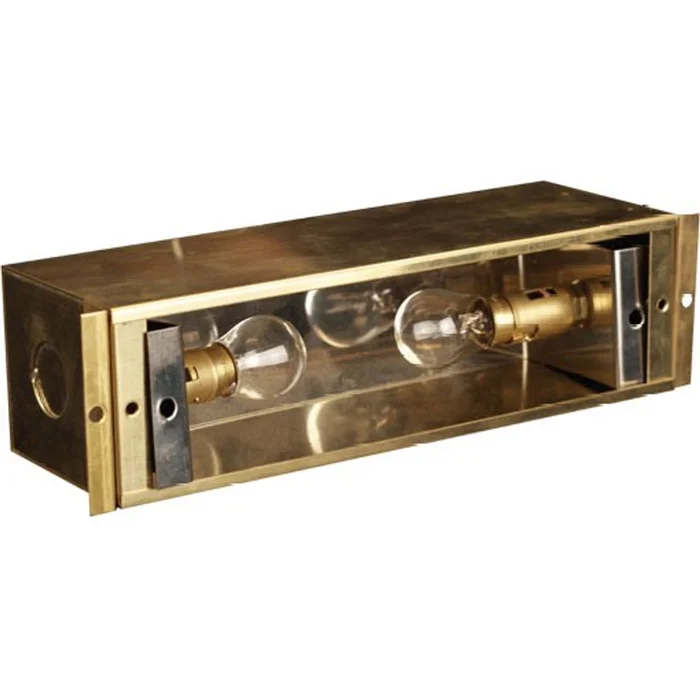 Advantage Light Source ADV-SD-403B-SC Double Recessed Step and Deck Light Box, 52W Single Contact Lamp, Brass