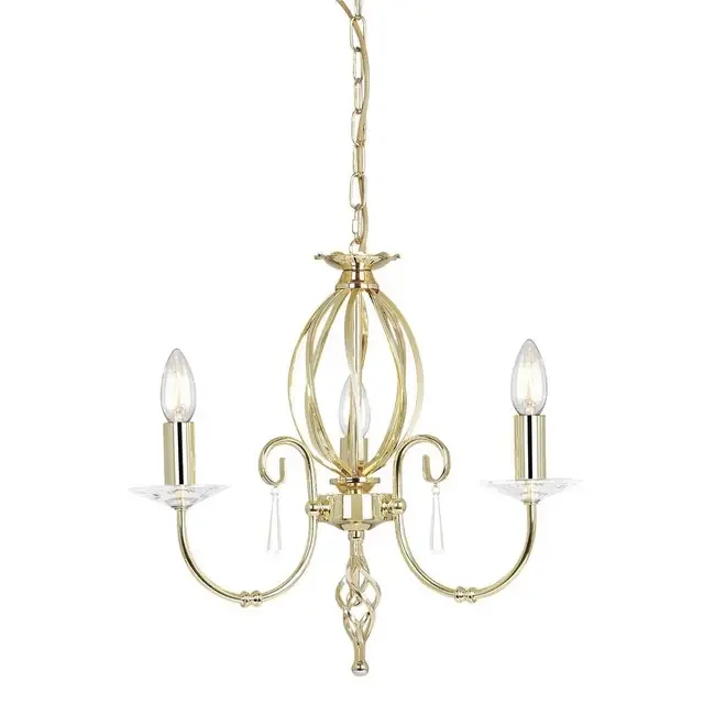 Aegean 3 Light Polished Brass Chandelier Pendant Light