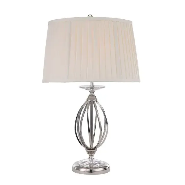 Aegean Polished Nickel with White Shade Table Lamp