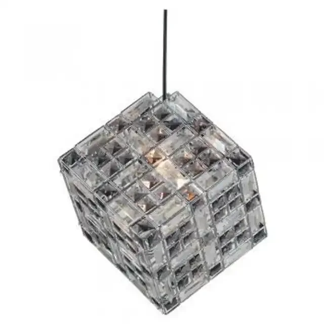Aili Smoked and Clear Glass Cube Easy Fit Pendant Light