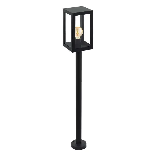 Alamonte 1 Black with Clear Glass IP44 Bollard