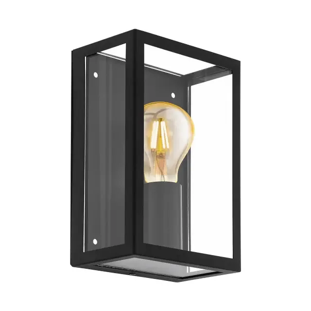 Alamonte 1 Black with Clear Glass IP44 Wall Light