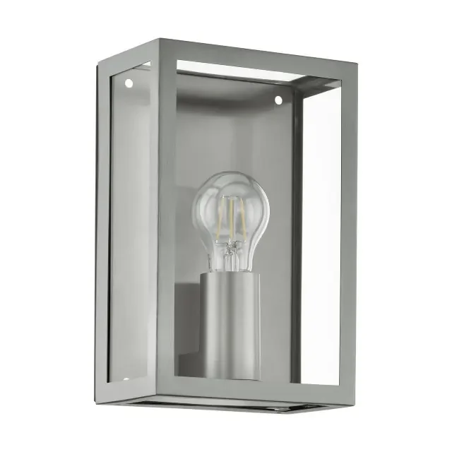 Alamonte 1 Stainless Steel with Clear Glass IP44 Wall Light